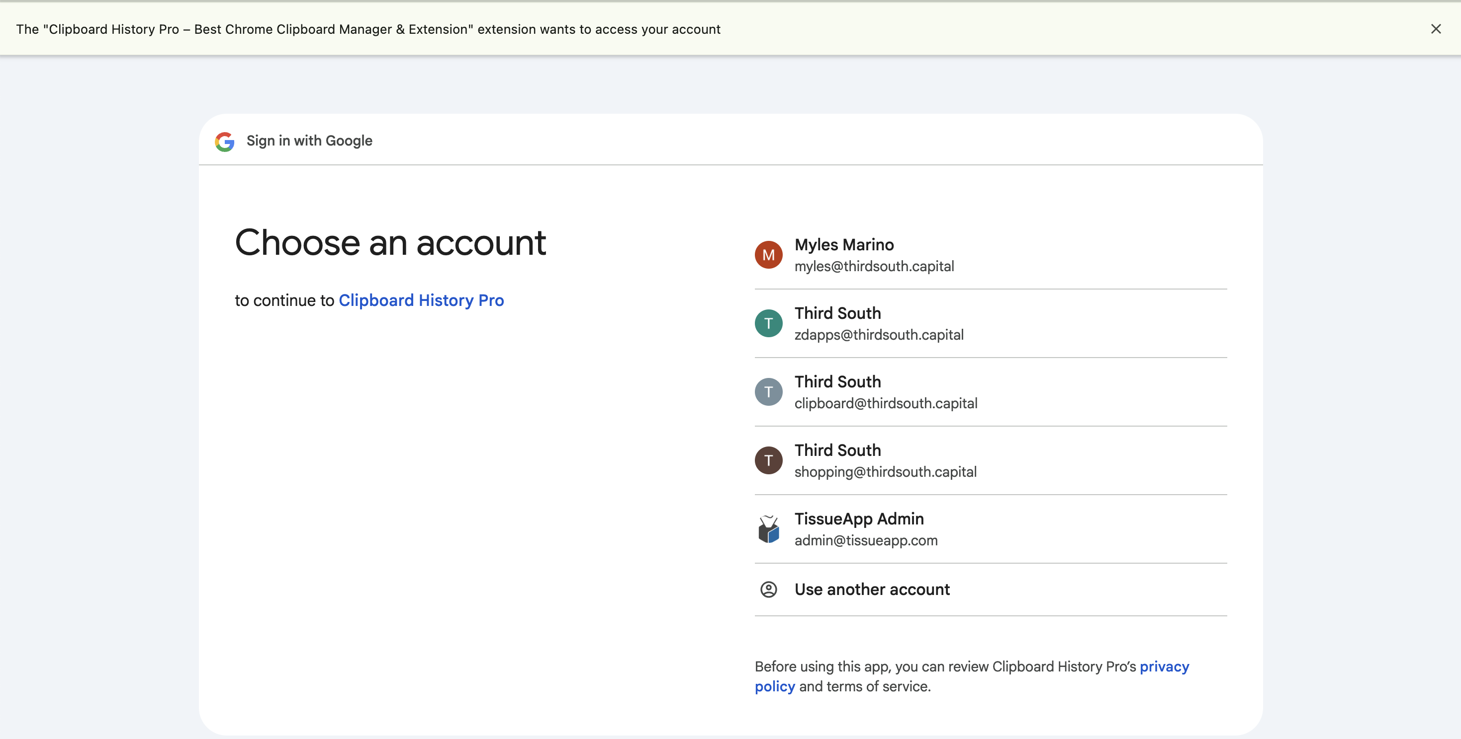 Multiple Google Accounts Selection